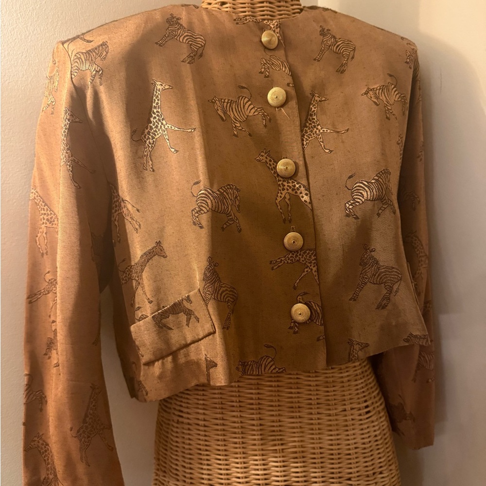 RARE 80s harem pant outfit!! Cropped Skatie Animal Print Blazer/barrel pants